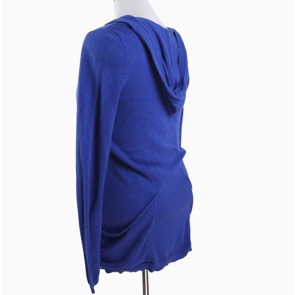 Athleta Size L Fine Knit Hooded Sweater Double Zip Royal Blue - Picture 3 of 12